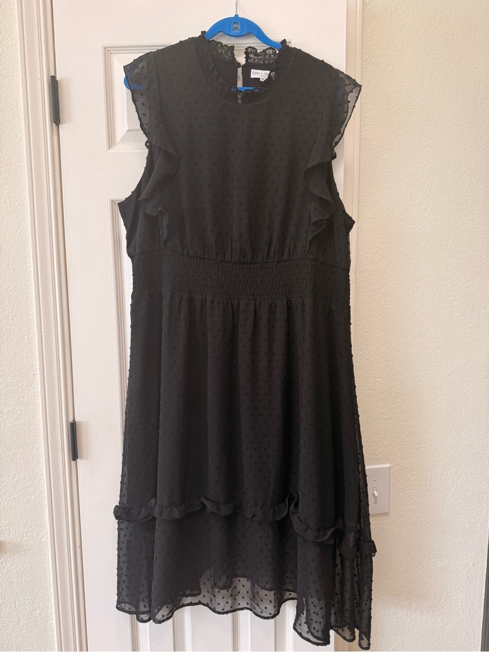Koko + Mason - Black Swiss Dot Ruffle Midi Dress